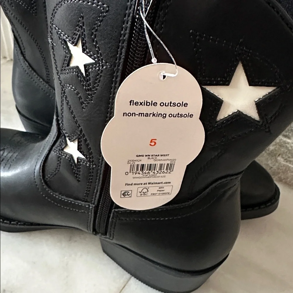 Wonder Nation Big Girls Star Western Cowgirl Boots Size 5